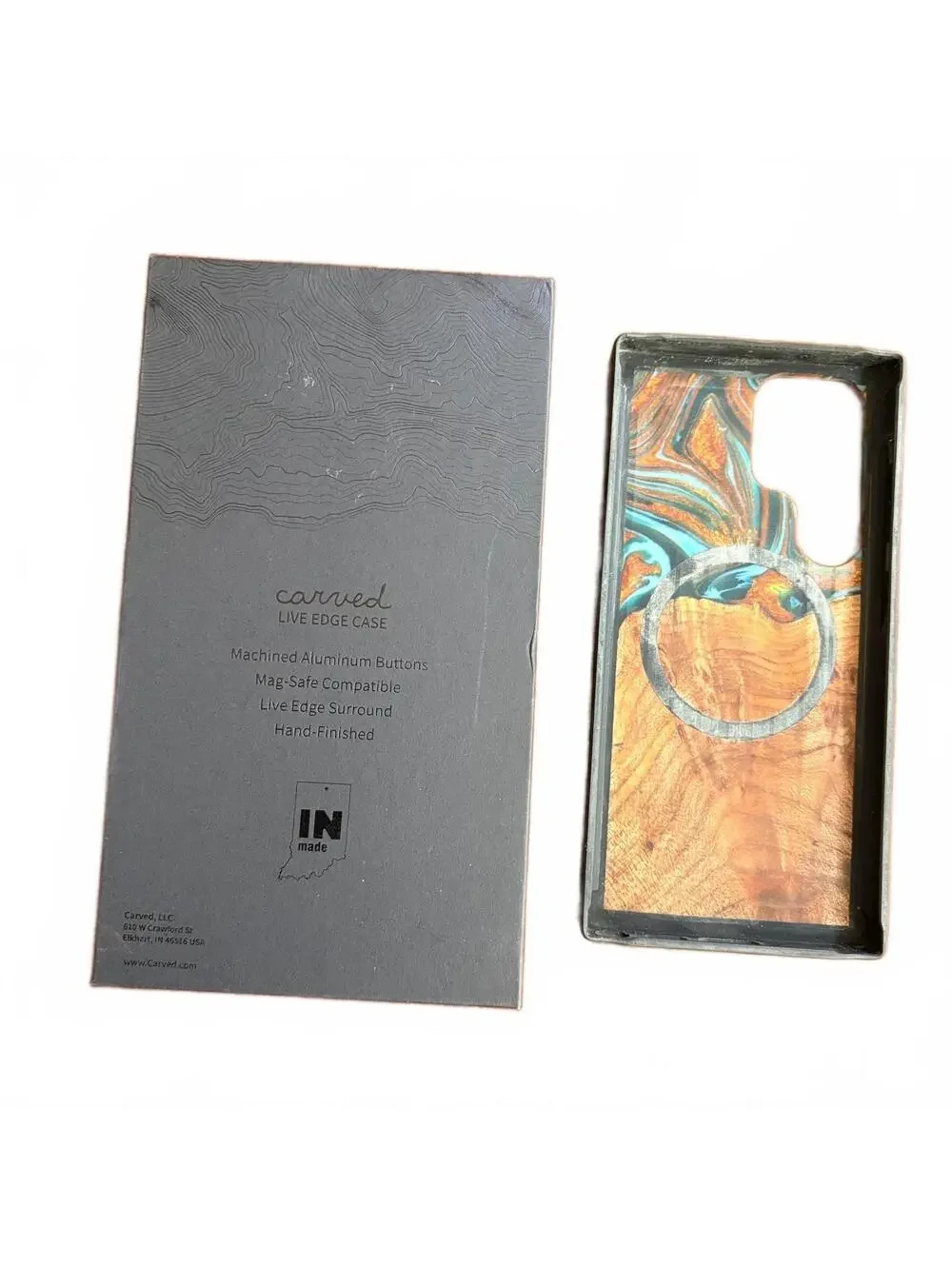 Samsung Galaxy S24 Ultra Carved Live Edge Phone Case Wood Resin One of 1